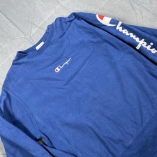 Vintage Champion Reverse Weave Sweatshirt Men's Large Blue Crewneck Distressed