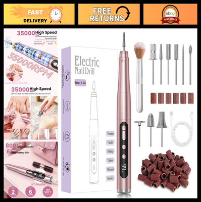 Portable Cordless Nail Drill 35000RPM, Electric Nail File for Acrylic & Gel, Pro