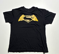 Batman v Superman Dawn of Justice Men's Black Graphic Tee Cotton Jersey S