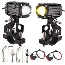 Windance 2pcs Motorcycle Headlight Auxiliary Light with Mounting Black