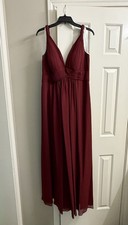 Azazie Maren Bridesmaid Dress A-Line Pleated Chiffon Size 16 Color: Cabernet