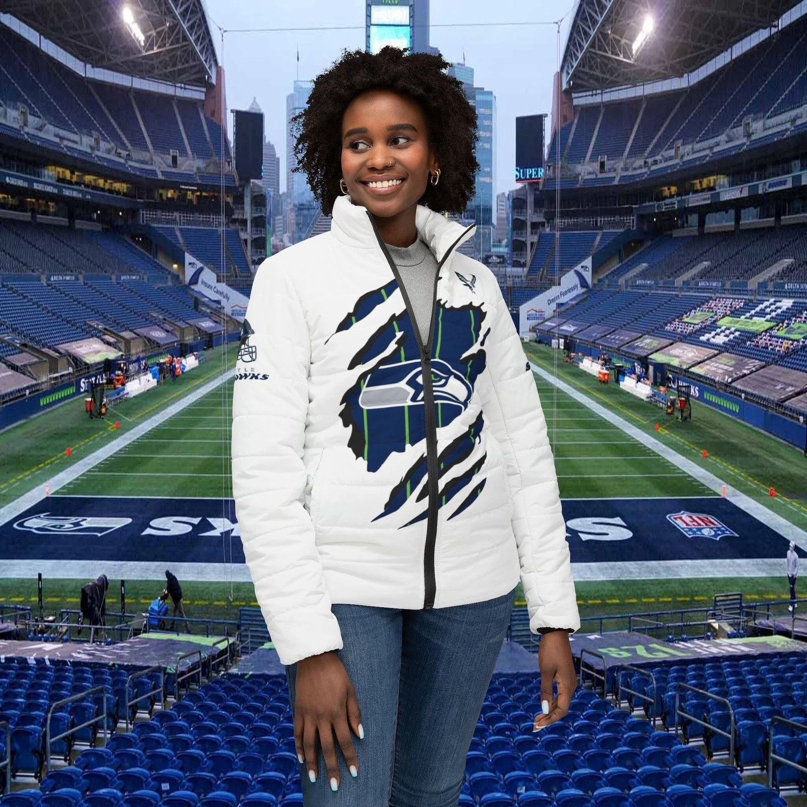 Seattle Seahawks Logo Puffer Jacket