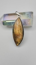 Yellow/Orange Flash Labradorite Pendant In St...