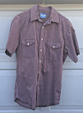 Vintage Western Pearl Snap Blue Red Short Sleeve XL Cowboy Shirt Wrangler Mens