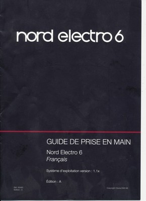 Clavia Nord Electro 6 Digital Keyboard Original FRENCH Owners Manual NE6