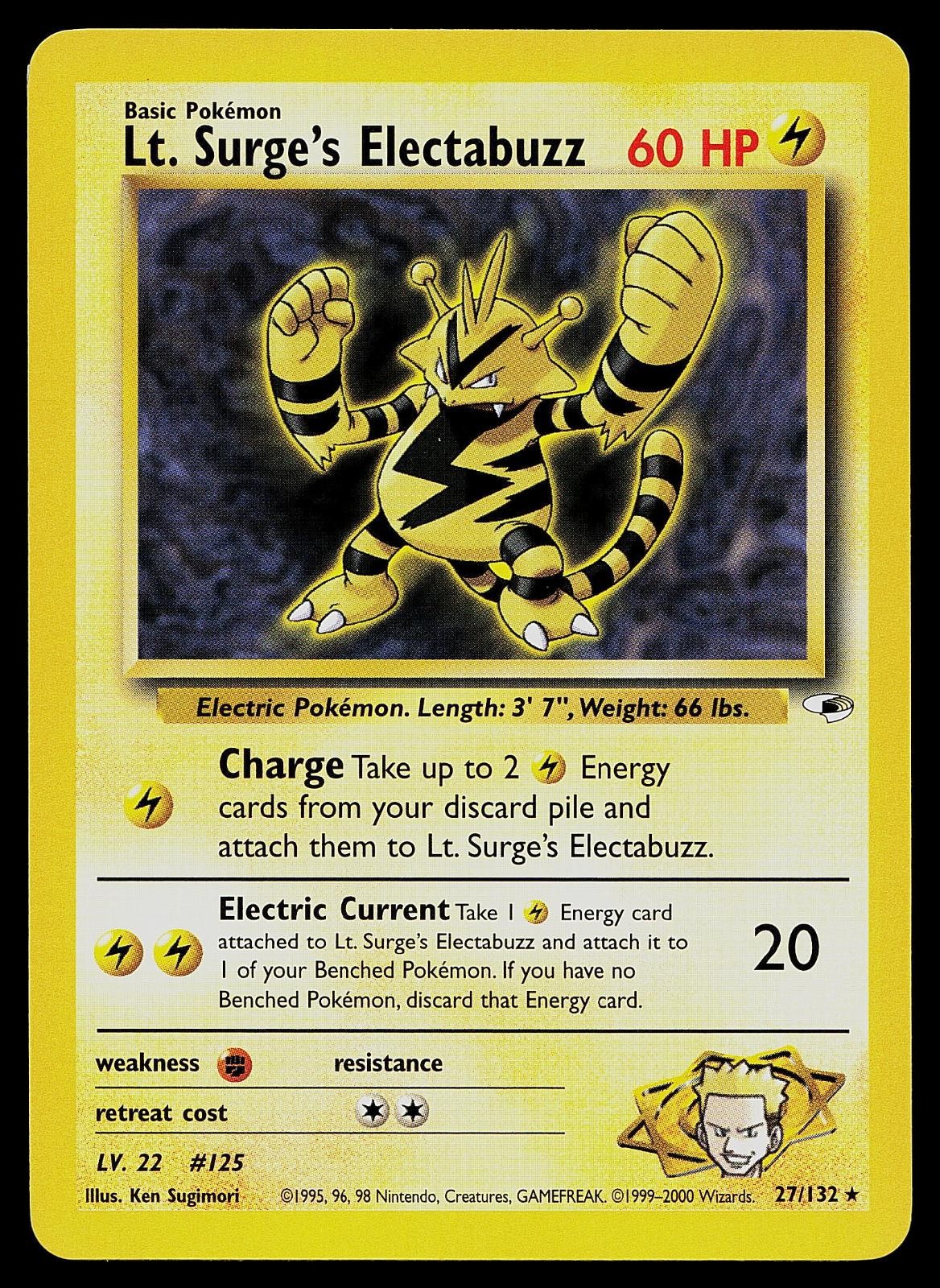 Pokemon Card - Lt. Surge's Electabuzz Gym Heroes 27/132 Rare