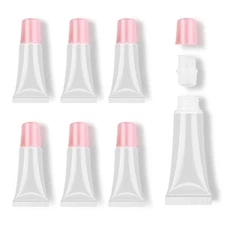 6 Pack 5ml Lip Gloss Tubes with Pink Cap Empty Cosmetic Squeeze Containers