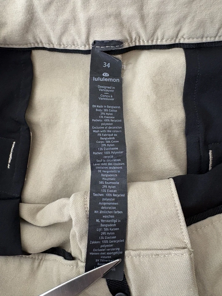 Pantalones Cortos Lululemon Commission Para Hombre Talla 34 Beige Calce Clásico Elastizados Informales Foto 4 de 4