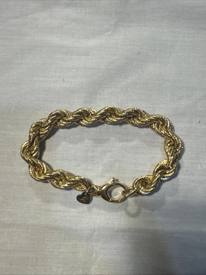 Brazalete Cuerda Retorcida Tono Oro Amarillo Vintage Bronzo Italia Milor Firmado Foto 3 de 4