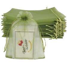 100PCS Organza Bags 4''X6'' Olive Green Small Mesh Gift Bag with Drawstring f