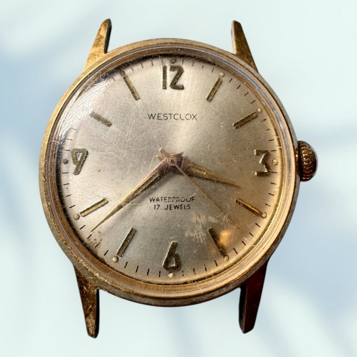 Mens Vintage WESTCLOX Wristwatch Mechanical Wind 17 Jewel Runs