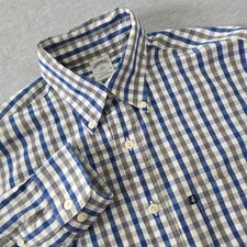 Brooks Brothers 346 Mens Slim Fit Gingham Check Button Down Shirt Blue Medium