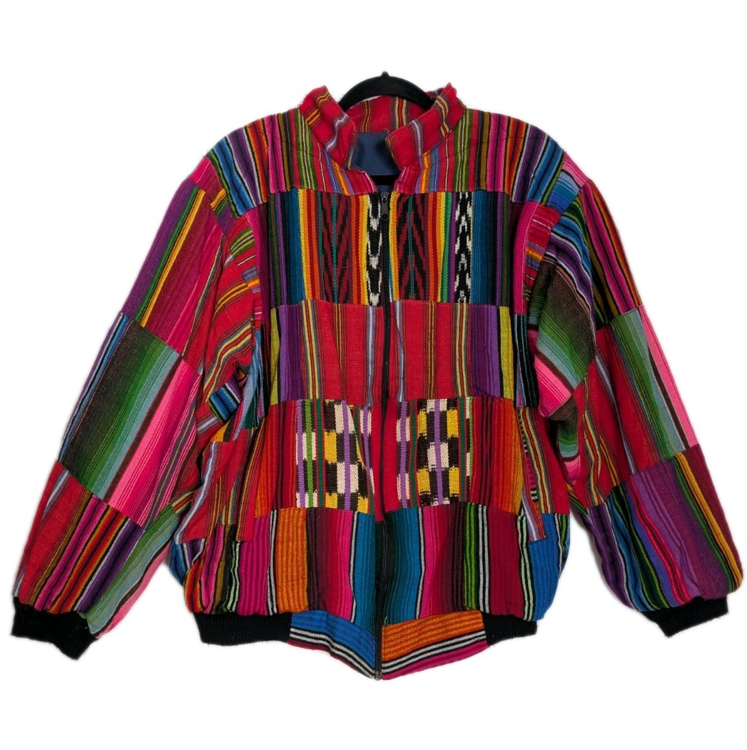 Boho Patchwork Woven Zip Jacket (Guatemalan-Style… - image 1