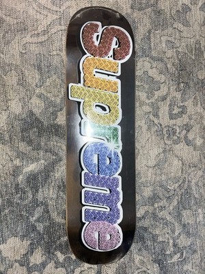 SUPREME BLING BOX LOGO SKATEBOARD DECK PLATINUM SS22 8.25