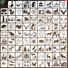 80 Pcs 3 x 3 Inch Stencils for Painting on Wood, Reusable Farm  Animal Plast...