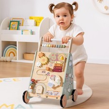 Baby Walking Toy, Adjustable Speed Height Wooden Baby Walker Push Toy, Mont...