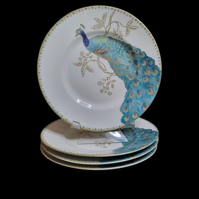 Set of4 222 Fifth 'Peacock Garden' Porcelain Salad Plates - 8.75'' Diameter