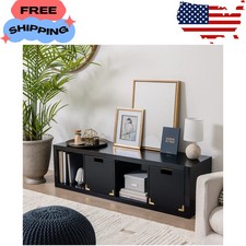 4 Cube Vertical Storage Organizer Solid Black Shelf Unit