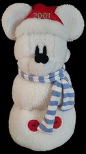 2001 MICKEY MOUSE Santa Snowman 12" Bean Bag Plush Disney Store Christmas VTG