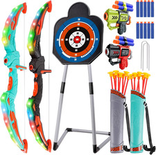 2 Pack Bow and Arrow for Kids Sports and Outdoor Play Toys Archery Set with LED