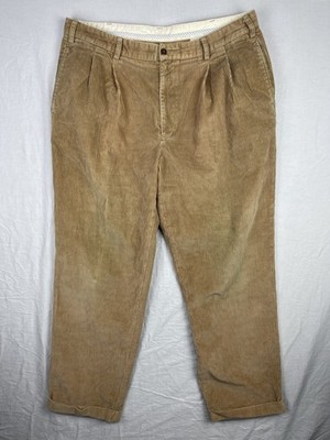 Brooks Brothers Pants Mens 40x32 Tan Corduroy Pleated Front Cuffed Trousers