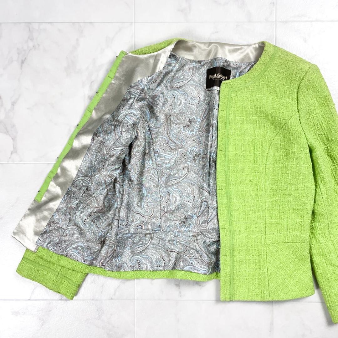 Paul Stuart Collarless Jacket fully lined Green S… - image 15