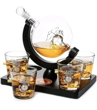 The Wine Savant Marine Decanter Four Bullet Glasses