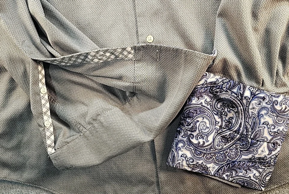 Camisa de vestir Egara puño francés para hombre 5XL puño abatible estampado cachemira grande y alta Foto 4 de 4