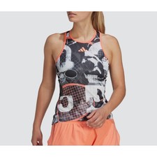 adidas Women  s Club Graphic Tennis Tank Top  Black/White/Coral  Small  HR6494