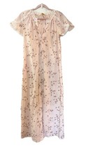Vintage Komar for Leisurely Living Pink Floral House Dress Snap Button Front 70s