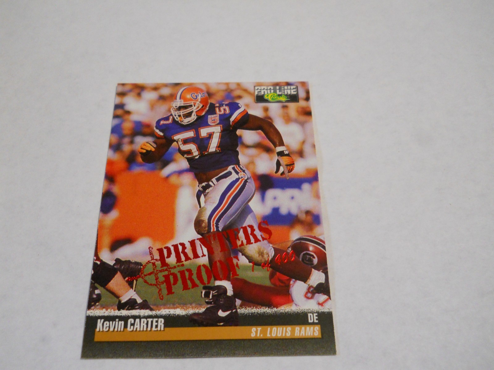KEVIN CARTER ROOKIE PRINTER'S PROOF /400 ST. LOUIS RAMS 1995 PRO LINE