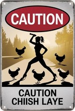 Caution Chicken Crossing Vintage Tin Metal Signs Home D cor 8x12