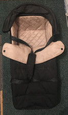 Maclaren Carrycot Black Tan Brown Hood Baby
