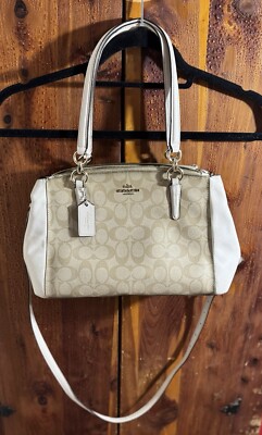 COACH Signature Mini Christie Carryall Bag Crossbody Cream/Tan