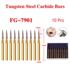 10 Pcs Dental Tungsten STEEL carbide trimming & finishing burs FG7901 Gold MD