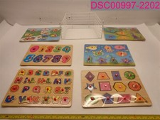 Etna Products Set of 6 Wooden Puzzles w/ Organizing Rack 4852 Educational Wood