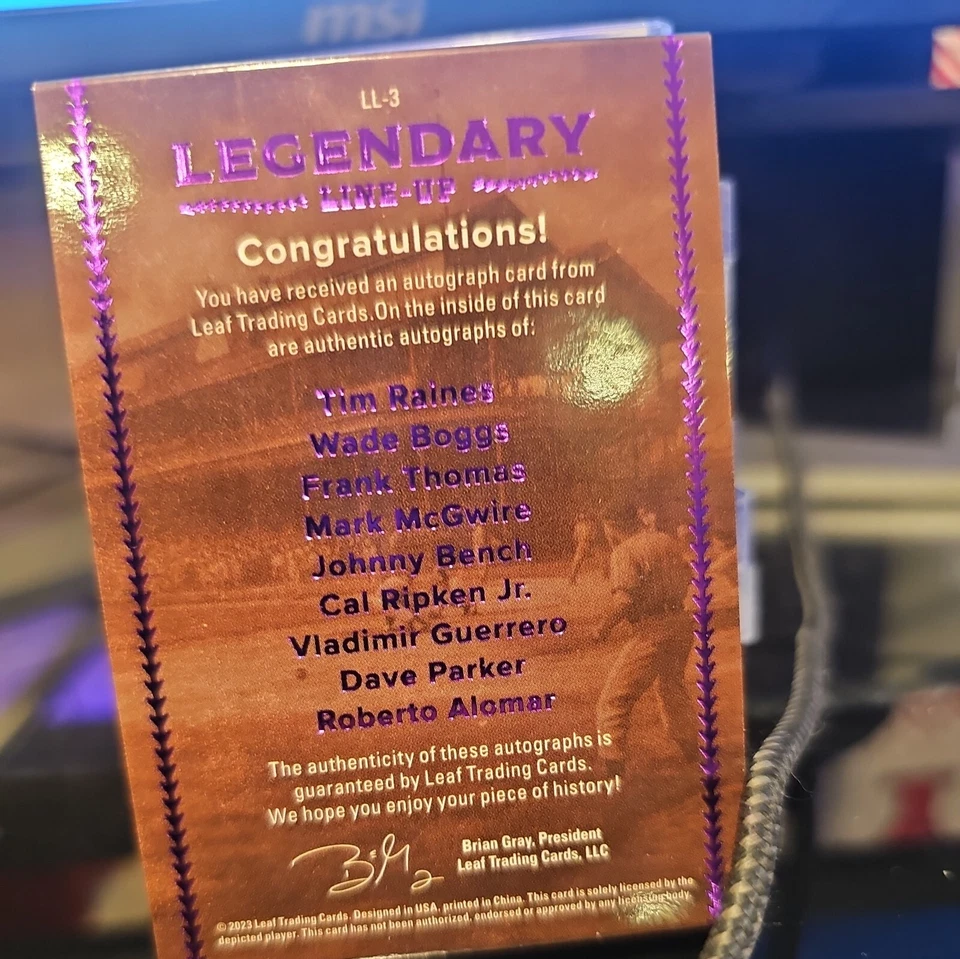 2023 Leaf Legendary Lineup McGuire Ripken Bench Thomas Boggs & More Auto Book /5 - Image 2 of 4