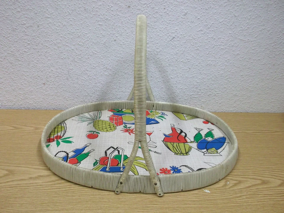 50er 60er Tablett Serviertablett  mit Griff Küchenmotiv 50s 60s Vintage