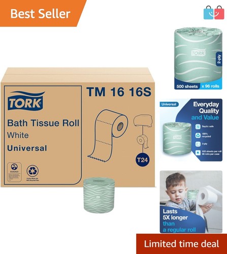 Septic Safe 2-Ply Toilet Paper, 100% Recycled, 500 Sheets per Roll - 96 Rolls