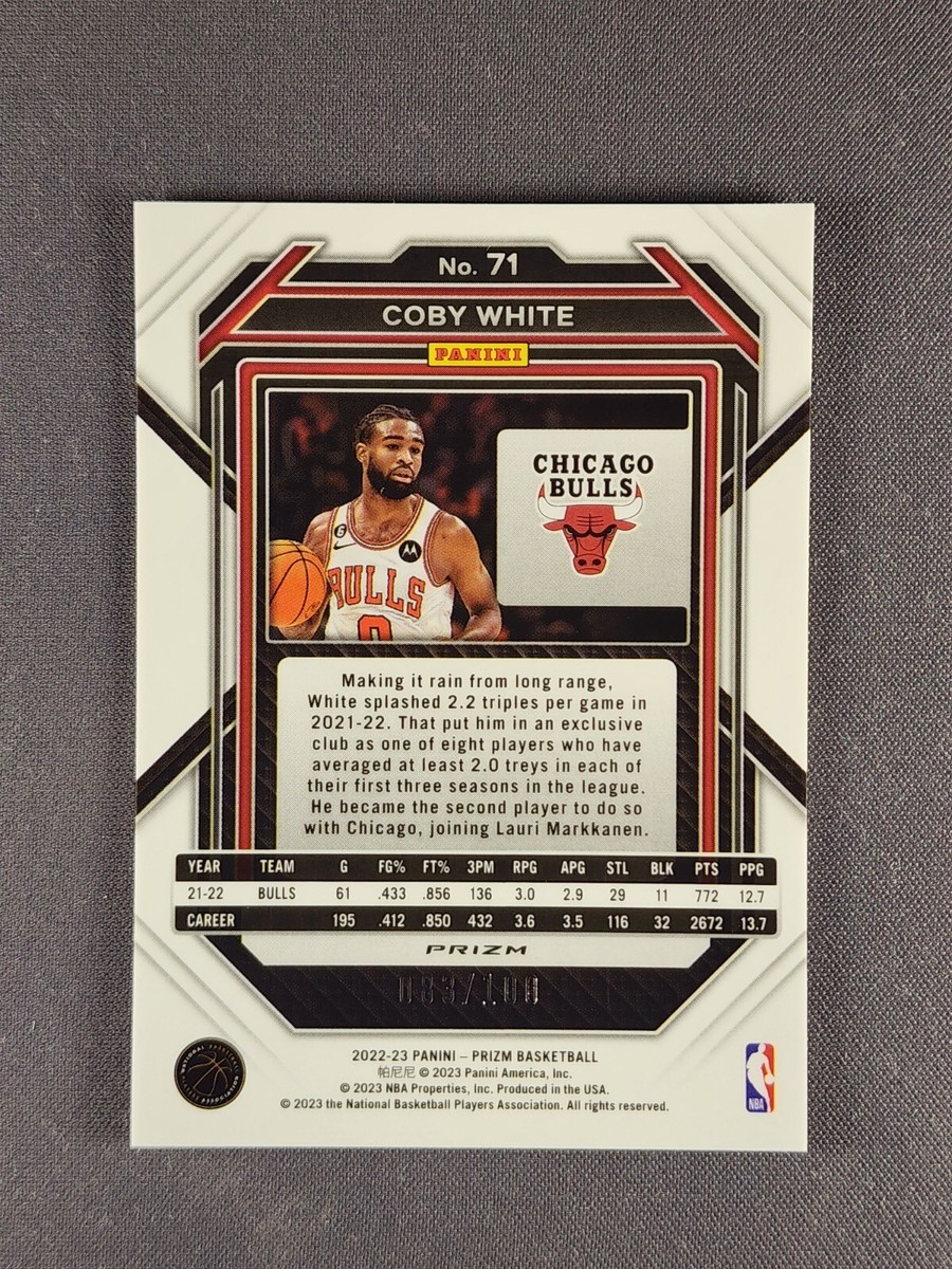 2022-23 Panini Prizm #71 Coby White /100 Red Fast Break 2022-23 Panini Prizm #71 Coby White /100 Red Fast Break