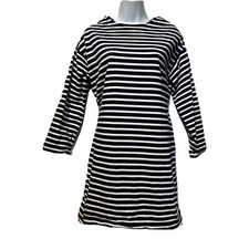 Everlane The Breton Black White Cotton Striped Long Sleeve Shift Dress XS