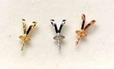 18K Solid Gold Pendant Clasp Connector Cup Bail Pin Finding For Pearl Gem