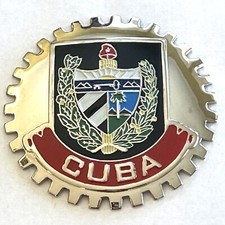 CUBA COAT OF ARMS CREST AUTOMOBILE GRILLE BADGE EMBLEM