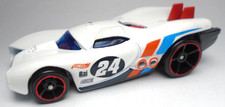 2015 HOT WHEELS PROTOTYPE H-24 #24 WHITE 1:64 DIECAST 2 7/8" RACE CAR W RED BLUE