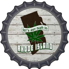 Lets Get High In Rhode Island Novelty Metal Bottle Cap
