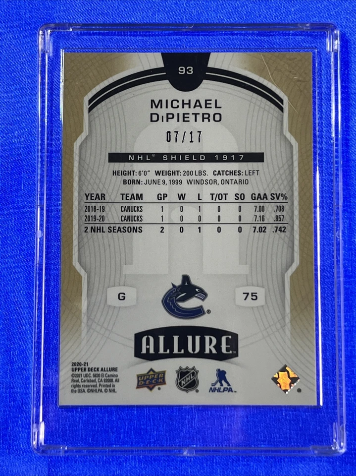 2020-21 Upper Deck Allure 2005 NHL Shield 1917 Michael DiPietro 93 Rookie /1 7 - Image 3 of 4