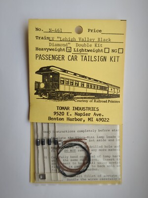 N scale TOMAR INDUSTRIES N-461  LV ''Black Diamond''  Passenger Car Tailsign Kit