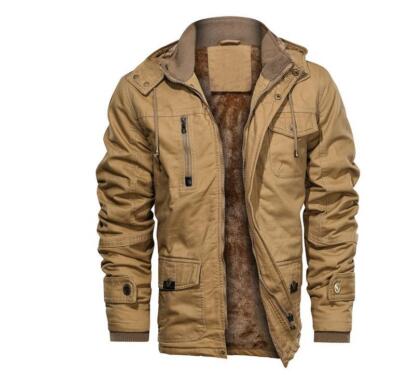 Men's Winter Hooded Work Jacket Coat Long Sleeve Casual Zipper