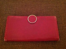 Fiocci Lecca Wallet Red Leather Clutch Checkbook Snap Button Closure Vintage