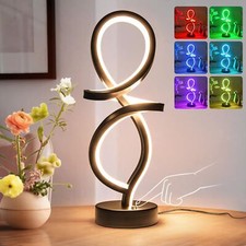 Mayful Modern Table Lamp, LED Spiral Lamp, RGB Table Lamp, Black Bedside Lamp...
